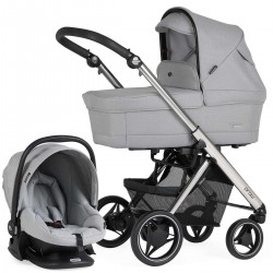 Bebecar Pack Prow+ Travel System + Car Seat, Raincover, Light Grey/Chrome