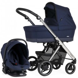 Bebecar Pack Prow+ Travel System + Car Seat, Raincover, Navy/Chrome