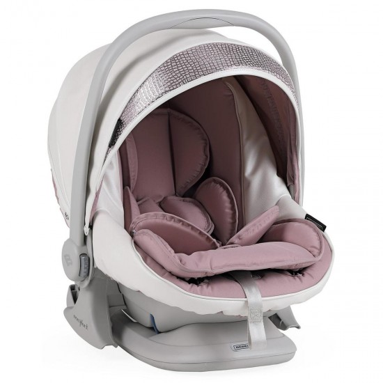 Bebecar Prive Via+ 3 in 1 Travel System + Lie Flat Car Seat + Raincover, LA3 Kit & FREE Bag, Diamond Pink