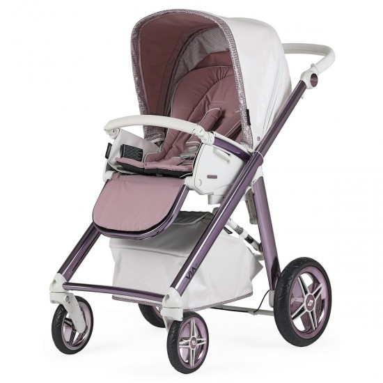 Bebecar Prive Via+ 3 in 1 Travel System + Lie Flat Car Seat + Raincover, LA3 Kit & FREE Bag, Diamond Pink