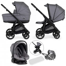 Bebecar Flowy Trio 3 in 1 Travel System + Raincover, Dark Grey