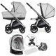 Bebecar Flowy Trio 3 in 1 Travel System + Raincover, Light Grey / Chrome