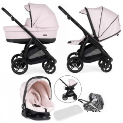 Bebecar Flowy Trio 3 in 1 Travel System + Raincover, Pink / Black