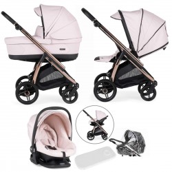 Bebecar Flowy Trio 3 in 1 Travel System + Raincover, Pink / Rose