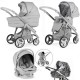 Bebecar Ip-Op Classic XL Trio 3 in 1 Travel System + Lie Flat Car Seat & Raincover, Polished Pebble