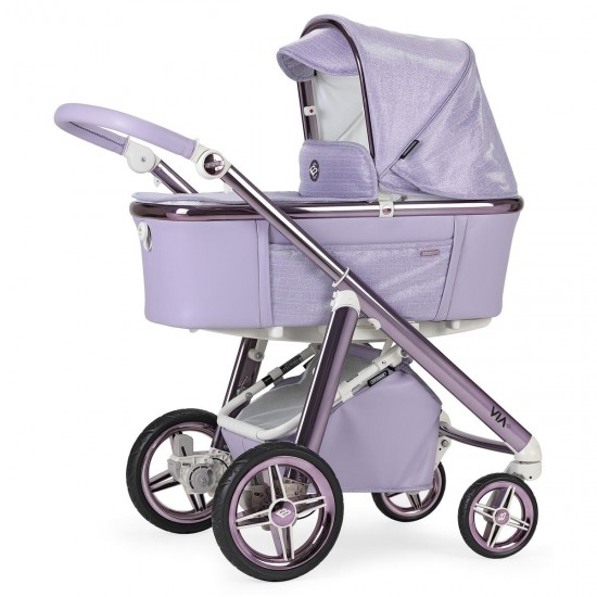 Bebecar Prive Via+ 3 in 1 Travel System + Lie Flat Car Seat + Raincover, LA3 Safety Kit & Bag, Diamond Lavender