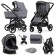 Bebecar Wei Complete Travel System + Lie Flat Car Seat, Raincover & FREE Bag, Soft Grey