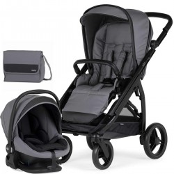 Bebecar Wei Pushchair + Lie Flat Car Seat, Raincover & FREE Bag, Soft Grey