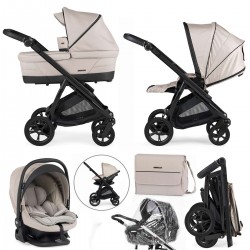 Bebecar Bib Trio 3 in 1 Travel System + Lie Flat Car Seat & FREE Bag, Beige