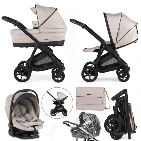 Bebecar Bib Trio 3 in 1 Travel System + Lie Flat Car Seat & FREE Bag, Beige