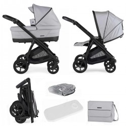 Bebecar Bib Duo 2 in 1 Pram + Raincover & FREE Bag, Light Grey