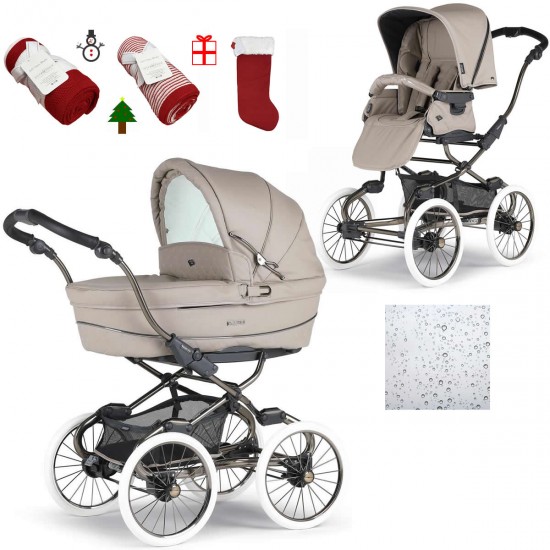 Bebecar Stylo Class+ 2 in 1 Pram + Raincover & FREE Christmas Gift, Autumn Beige