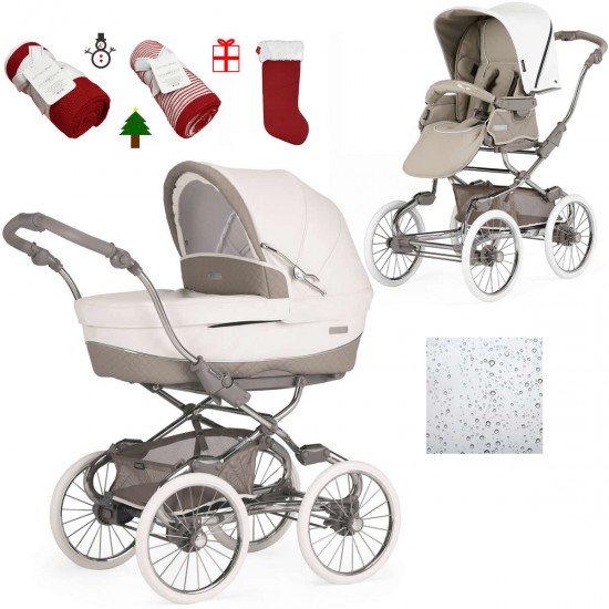 Bebecar Stylo Class+ 2 in 1 Pram + Raincover & FREE Christmas Gift, Iced Mocha