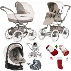 Bebecar Stylo Class+ Pram + Lie Flat Car Seat Travel System, Raincover & FREE Christmas Gift, Iced Mocha