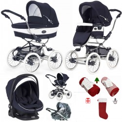 Bebecar Stylo Class+ Classic Pram + Lie Flat Car Seat Travel System & FREE Christmas Gift, Oxford Blue