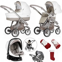 Bebecar Ip-Op Classic XL Trio 3 in 1 Travel System + Lie Flat Car Seat & FREE Christmas Gift, Iced Mocha