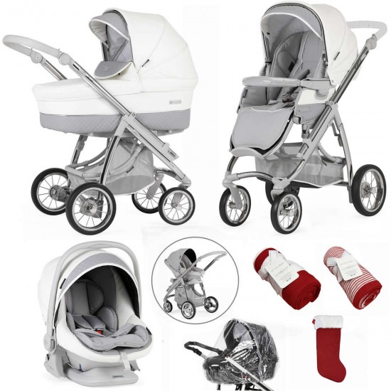 Bebecar Ip-Op Classic XL Trio 3 in 1 Travel System + Lie Flat Car Seat & FREE Christmas Gift, Dove Grey