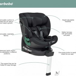 Bebecar Carbebe E-Rodea 360° Rotating Spin i-Size Car Seat, Black/Grey