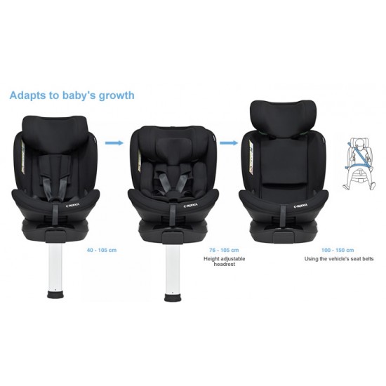 Bebecar Carbebe E-Rodea 360° Rotating Spin i-Size Car Seat, Black