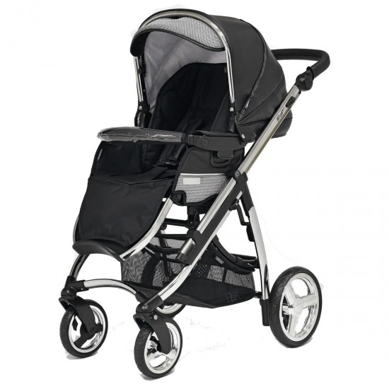 Bebecar Prive Ip-Op XL Trio 3 in 1 Travel System + Lie Flat Car Seat, Raincover & Bag, Black Glitter