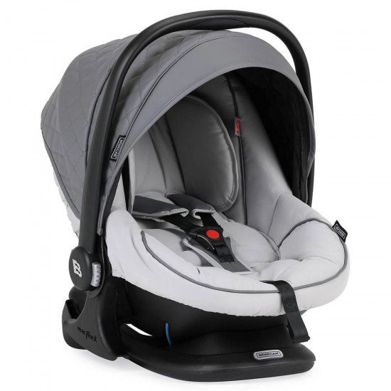 Bebecar Stylo Class+ Pram + Lie Flat Car Seat Travel System, Raincover & FREE Christmas Gift, Stormy Grey