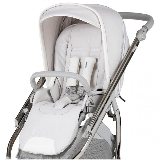 Bebecar Minipop Trio 3 in 1 Travel System + Lie Flat Car Seat & FREE Bag, White Delight