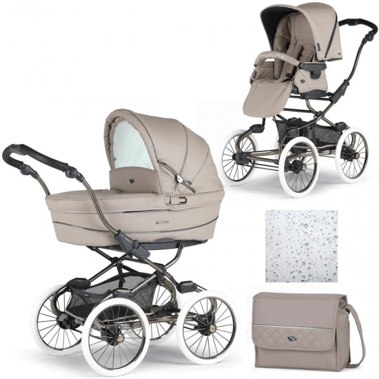 Bebecar Stylo Class+ 2 in 1 Pram + Raincover & FREE Bag, Autumn Beige