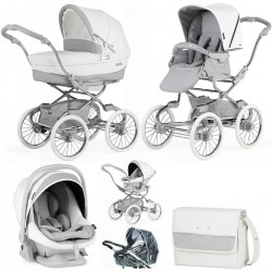 Bebecar Stylo Class+ Pram + Lie Flat Car Seat Travel System, Raincover & FREE Bag, Clouds