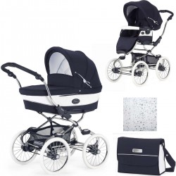 Bebecar Stylo Class+ 2 in 1 Pram + Raincover & FREE Bag, Oxford Blue