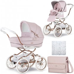 Bebecar Stylo Class+ 2 in 1 Pram + Raincover & FREE Bag, Rose Pink