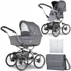 Bebecar Stylo Class+ 2 in 1 Pram + Raincover & FREE Bag, Stormy Grey