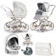 Bebecar Stylo Class+ Pram + Lie Flat Car Seat Travel System, Raincover & FREE Bag, White Rose