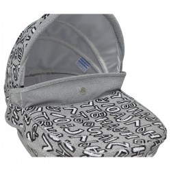 Bebecar Prive Stylo Dolls Pram + Matching Bag, Grey Letters