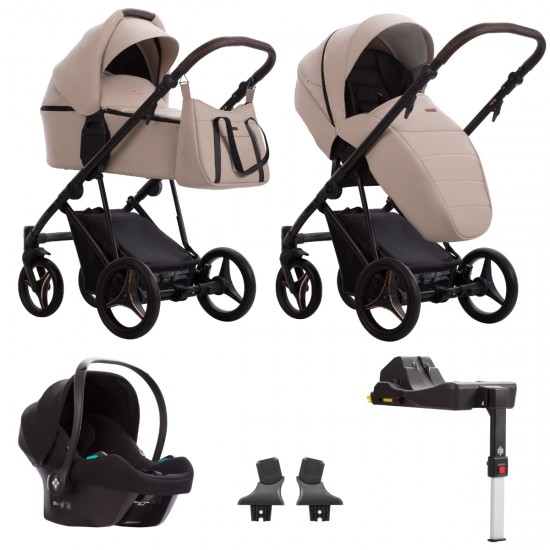 Bebetto Flavio Pro 3 in 1 + Isofix Base Travel System Bundle, PRO 02 Sand