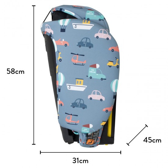 Cosatto On The Go i-Size Travel Car Seat with Carry Bag, Itchy Feet Sky