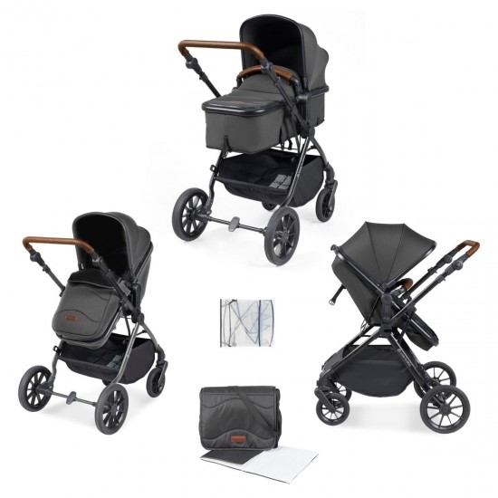 Ickle Bubba Cosmo 2 in 1 Pram Bundle, Graphite Grey