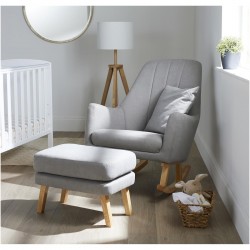 Ickle Bubba Eden Deluxe Nursery Chair and Stool, Pearl Grey