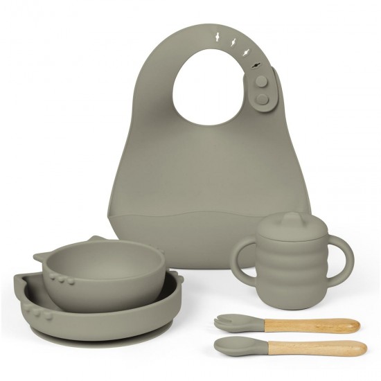 Ickle Bubba Switch Multi Function Highchair + Sage Green Feeding Set, Pearl Grey