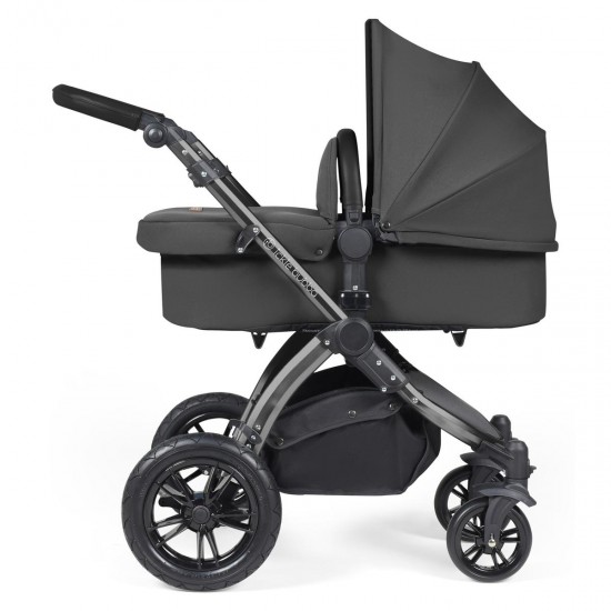 Ickle Bubba Stomp Luxe 2 in 1 Pram Bundle, Charcoal Grey / Black