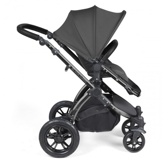 Ickle Bubba Stomp Luxe 2 in 1 Pram Bundle, Charcoal Grey / Black