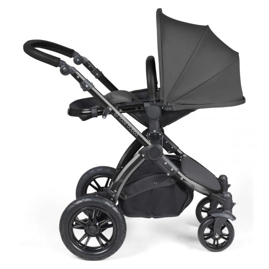 Ickle Bubba Stomp Luxe 2 in 1 Pram Bundle, Charcoal Grey / Black