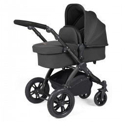 Ickle Bubba Stomp Luxe All in One Cirrus i-Size Travel System Bundle, Charcoal Grey / Black