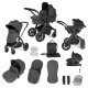 Ickle Bubba Stomp Luxe All in One Stratus i-Size Travel System Bundle, Charcoal Grey / Black