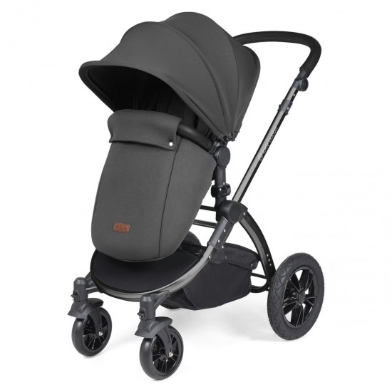 Ickle Bubba Stomp Luxe All in One Stratus i-Size Travel System Bundle, Charcoal Grey / Black