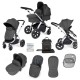 Ickle Bubba Stomp Luxe 2 in 1 Pram Bundle, Charcoal Grey / Silver