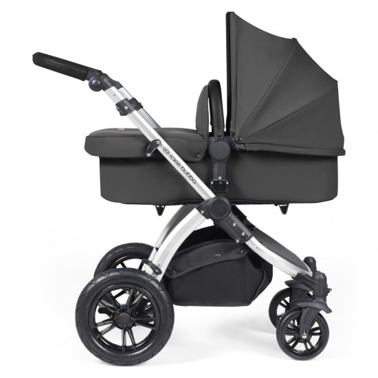 Ickle Bubba Stomp Luxe 2 in 1 Pram Bundle, Charcoal Grey / Silver