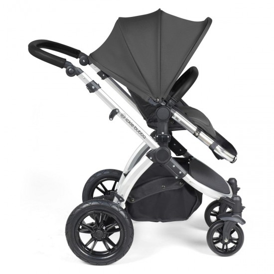 Ickle Bubba Stomp Luxe 2 in 1 Pram Bundle, Charcoal Grey / Silver