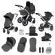 Ickle Bubba Stomp Luxe All in One Stratus i-Size Travel System Bundle, Charcoal Grey / Silver