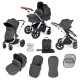 Ickle Bubba Stomp Luxe 2 in 1 Pram Bundle, Charcoal Grey / Silver