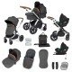 Ickle Bubba Stomp Luxe All in One Cirrus i-Size Travel System Bundle, Charcoal Grey / Silver